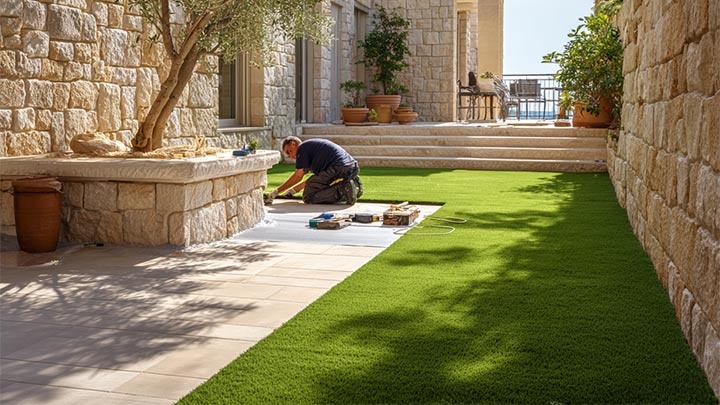 התקנת דשא סינטטי על בטון